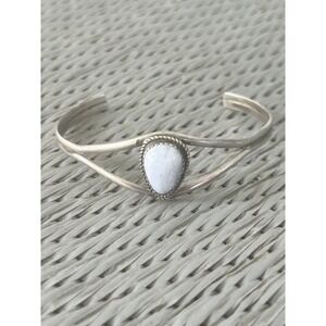 Vintage Sterling Blue Lace agate Navajo Roy Buck Cuff Bracelet